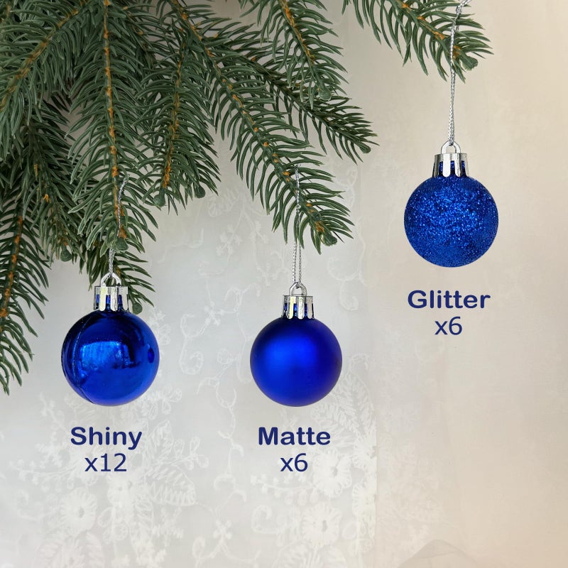 Emopeak 24Pcs Mini Christmas Balls Ornaments for Xmas Tree - 1.57 Inch Small Shatterproof Christmas Tree Decorations Hanging Ball for Holiday Wedding Party Decoration Navy Blue - Image 3